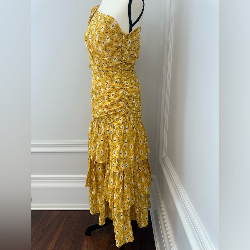 Veronica Beard NWOT Cotton Silk One Shoulder Jacquard Tiered Ruched Ruffle Dress - Picture 5 of 15